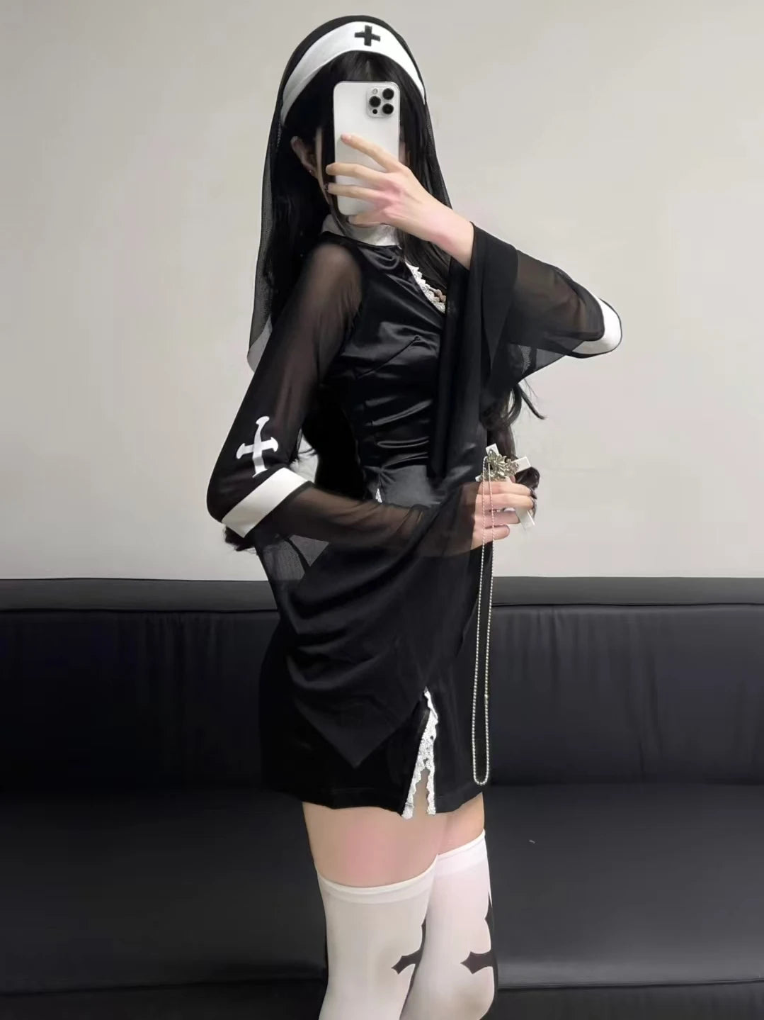 2026 Halloween Costumes For Women Nun Cosplay Dress Gothic Sexy Tempting Uniform Party Performance Clothing Horror Movie Prop
