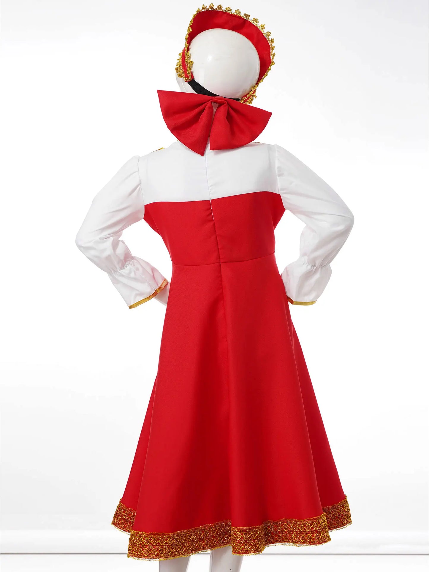 Kids Girls Russian Traditional Dance Costume Halloween Cosplay Festive Party Outfit Russian Fancy Dress with Headpiece Set 2-8Y