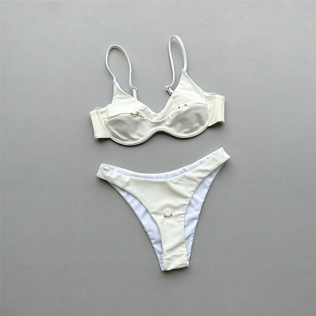 New Sexy Underwired Bikini Female Swimsuit Women Swimwear Two-Pieces Bikini Set Brazilian Padded Bather Bathing Suit Swim V7743