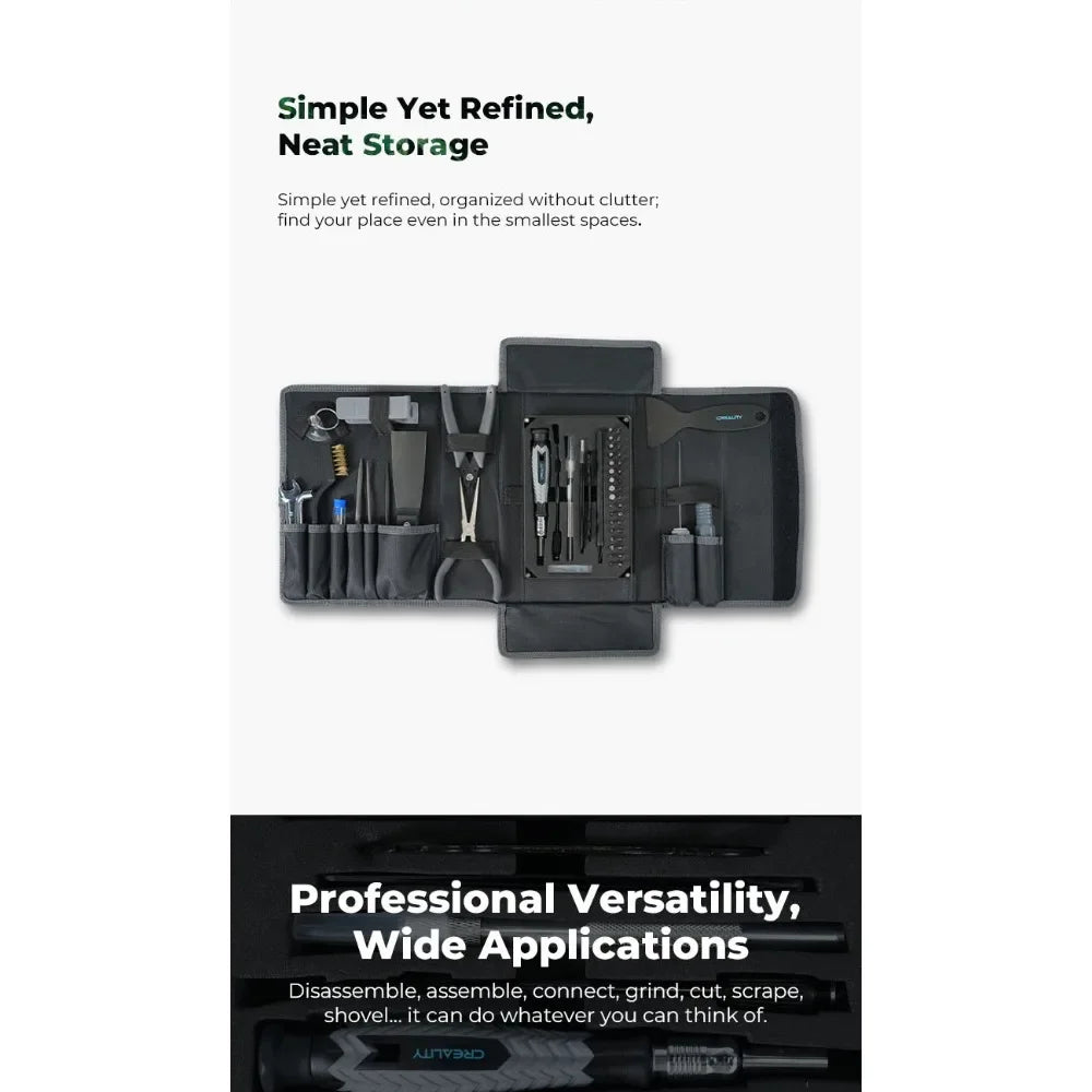 Creality Official 3D Printer Tools Kit, 74 Pcs in 1 3D Printing Tool Wrap Kit 3D Printer Repair Accessories