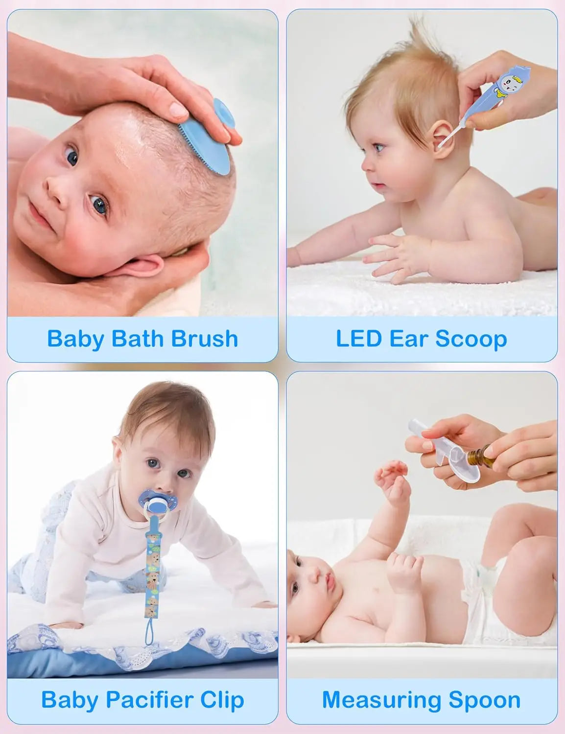 Baby Care Kit Kids Hair Nail Healthcare Thermometer Grooming Brush Kit Clipper Scissors Nail clipper Newborn Care Cleaning Set