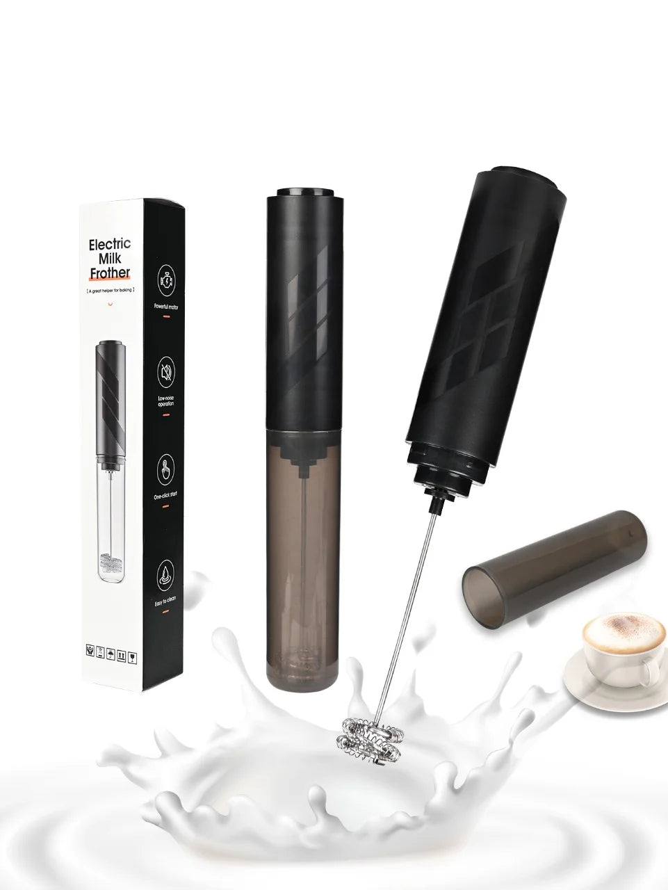 Handheld Electric Milk Coffee Mixer, High-Speed Cream Mixer, AA Battery Powered Latte and Cappuccino Kitchen Appliances