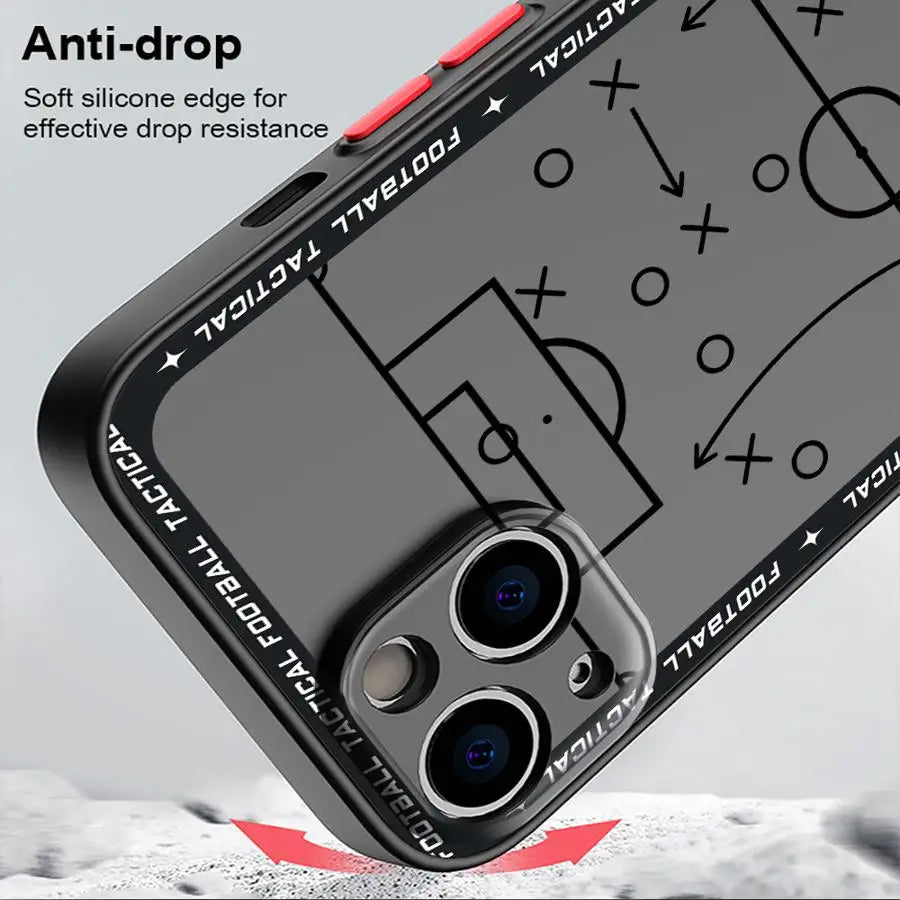 Football Tactical Guidelines Funda Back Phone Cover Case for iPhone 17 Pro Max 11 XS XR 16 Plus 15 14 12 Air 7 8 SE 13 Mini