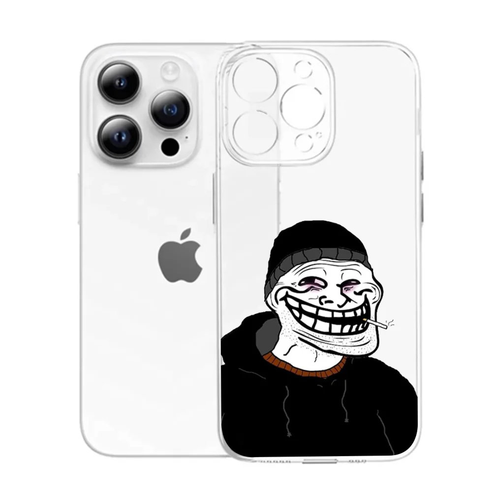 Funny T-Trollfaces Comics Memes Phone Case For iPhone 17 Air 16 e 15 14 13 12 11 Pro Max Plus Transparent Silicone Soft Cover