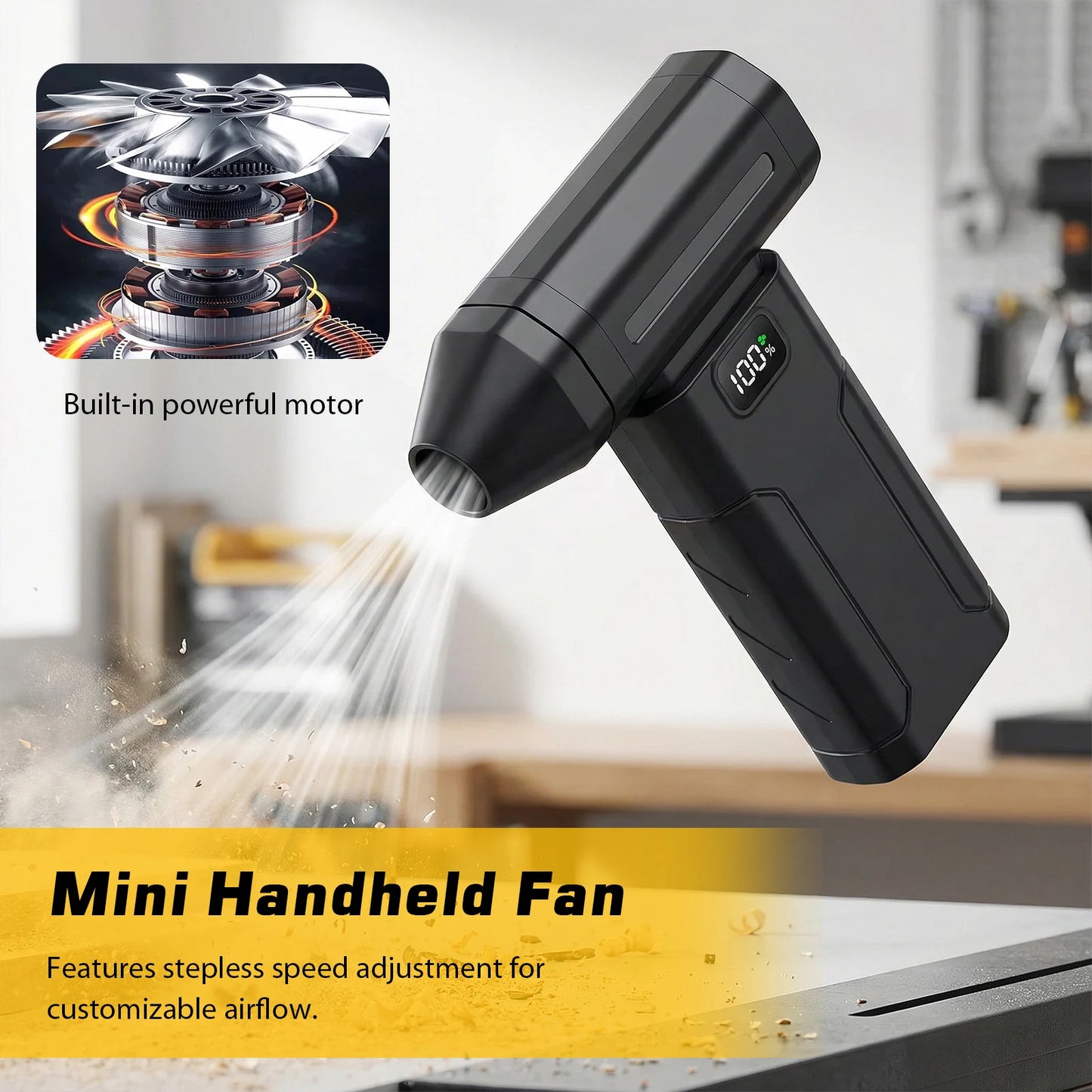  Compressed Air Duster 5-Speed Handheld Portable Dust Blower Electric Dryer Screen Display Rechargeable 100000RPM Powerful Tool