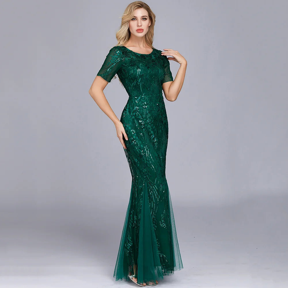 Sexy vintage Maxi Sequin cocktail Dress bridesmaid Prom Dresses for Women Casual Party Long sleeve club Bodycon Dress vestidos