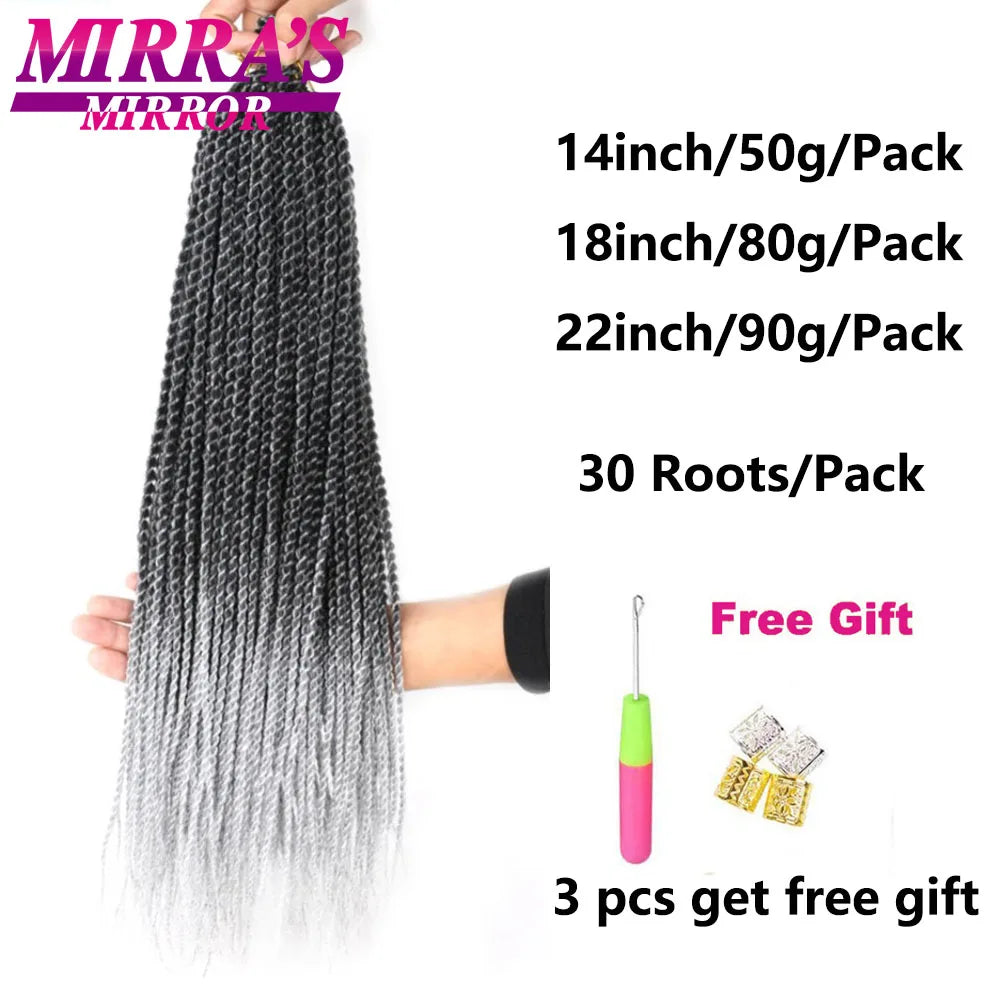 Senegalese Twist Crochet Hair 14/18/22 Inch Synthetic Mini Senegalese Crochet Braids for Black Women 30 Roots/Pack Braiding Hair