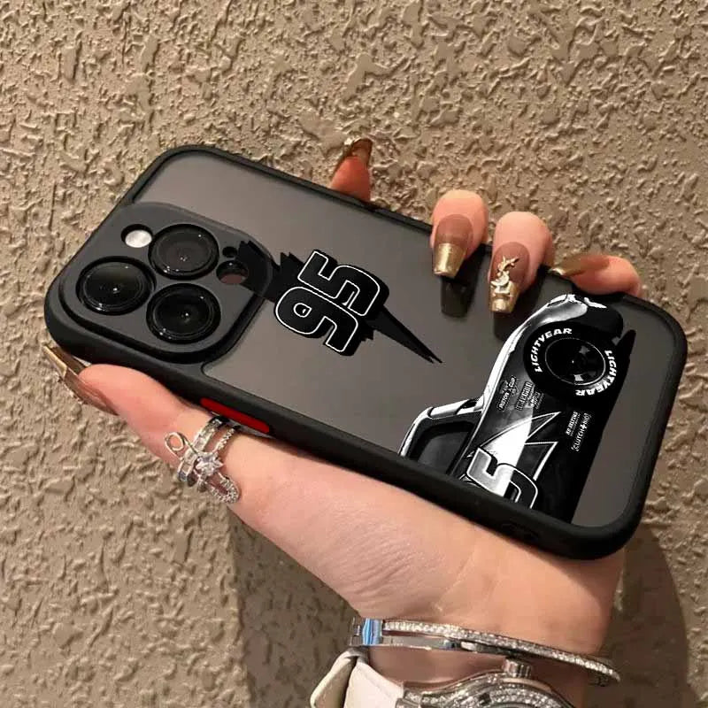 Cars L-Lightning M-McQueen For iPhone 17 Air 16E 16 15 14 13 12 11 8 7 mini Pro Max Plus Frosted Translucent Soft Phone Case