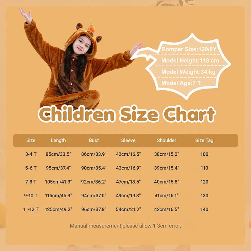 MICHLEY Christmas Capybara Flannel Blanket Sleepers Onesie Hooded Children Costume Clothes Jumpsuit Sleepwear For Boys Girls