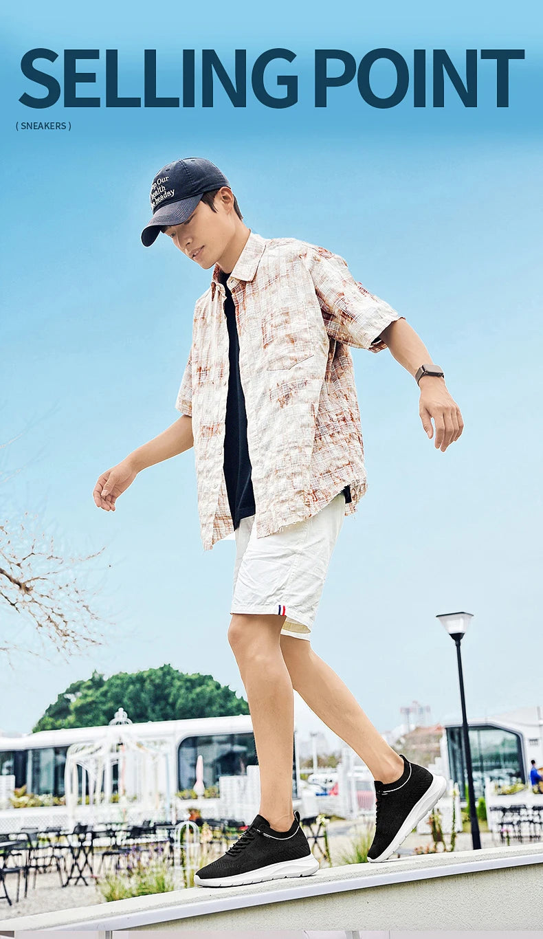 Unisex 6CM Height Increase Breathable Mesh Casual Shoes Lightweight Comfortable Elevator Sneakers for Men & Women Walking Shoes