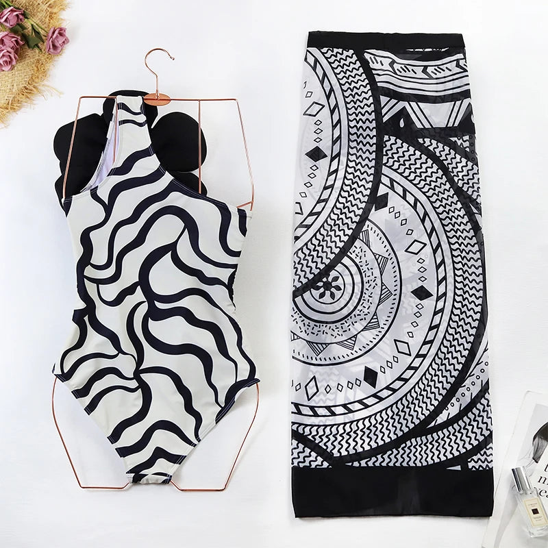 2024 Sexy Sling Ruffle Solid Two Pieces Bikini Women High Waist 3D Flower Swimsuit Skirt Summer Backless Beachwear Bathing Suit