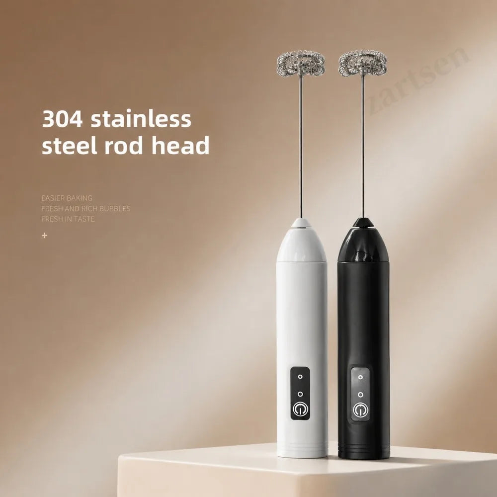 Electric Milk Frother + Egg Beater Wireless Type-C Charging 3 Speeds Mini Handheld Foam Maker Coffee Whisk Cooking Tools