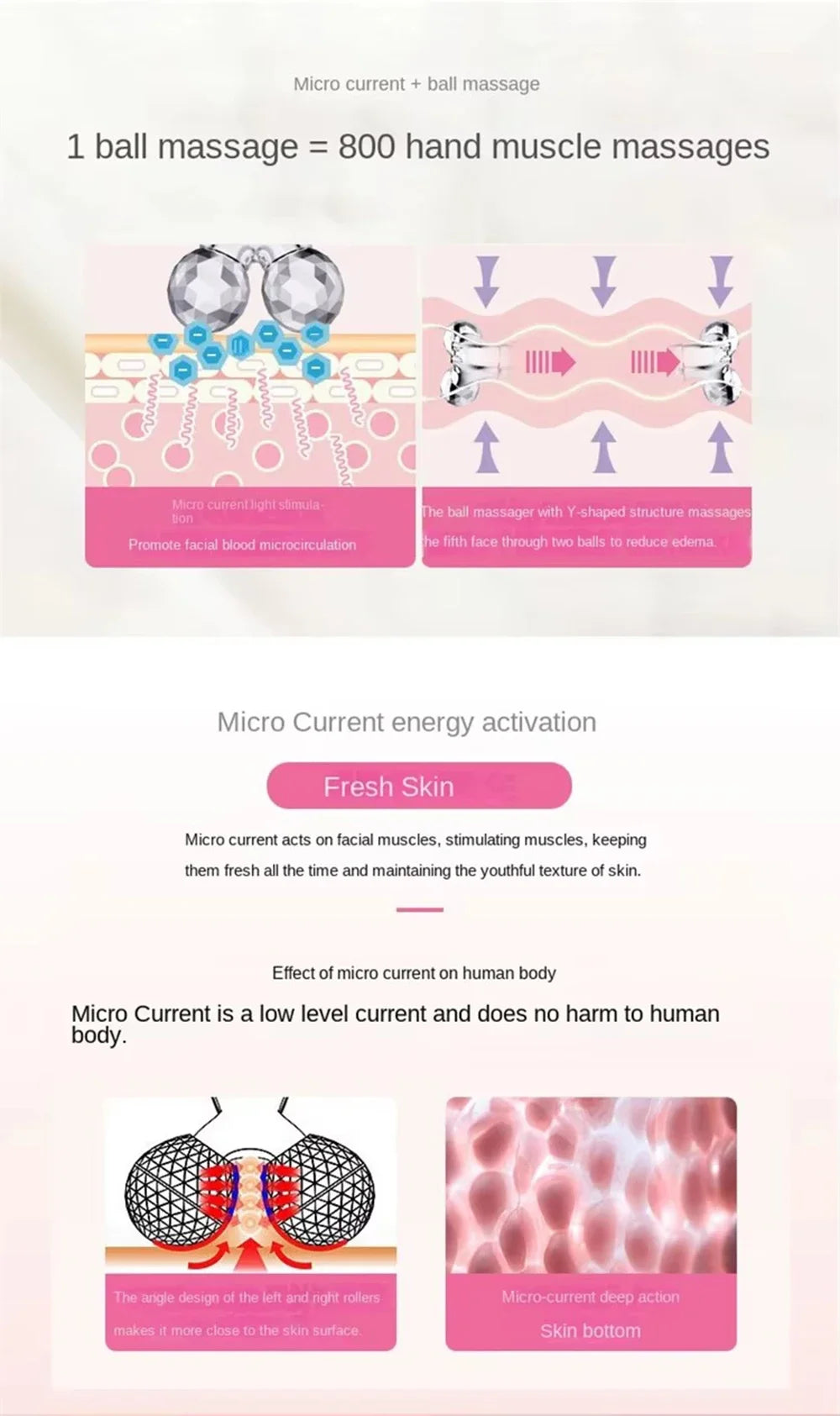 Electric Facial Micro-current Beauty Instrument LED Display Face Lift Roller Massager Skin Tighten Massage Beauty Devices