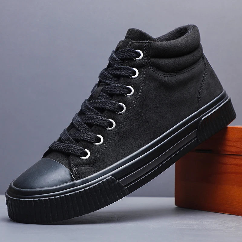 Autumn Men Casual Shoes Suede Leather Warm Shoes Male Lace-up Flats Sneakers Platform British Business Party Dress Boots SS24918