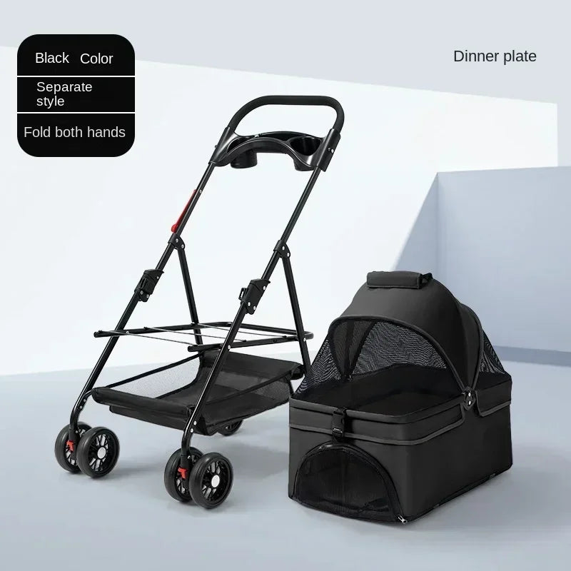Pet Cart, Dog, Cat, Teddy Baby Stroller, Small Pet Cart, Lightweight and Foldable for Outdoor Travel