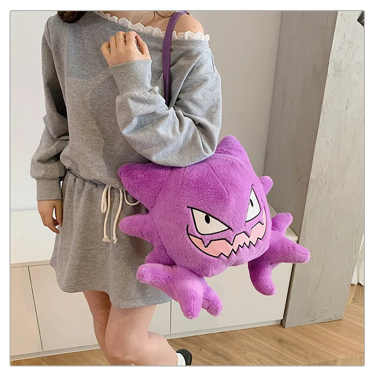 Japanese Style Plush Shoulder Bag Raichu Pikachu Eevee Psyduck Gengar Design Crossbody Backpack for Student Daily Outfit Gift