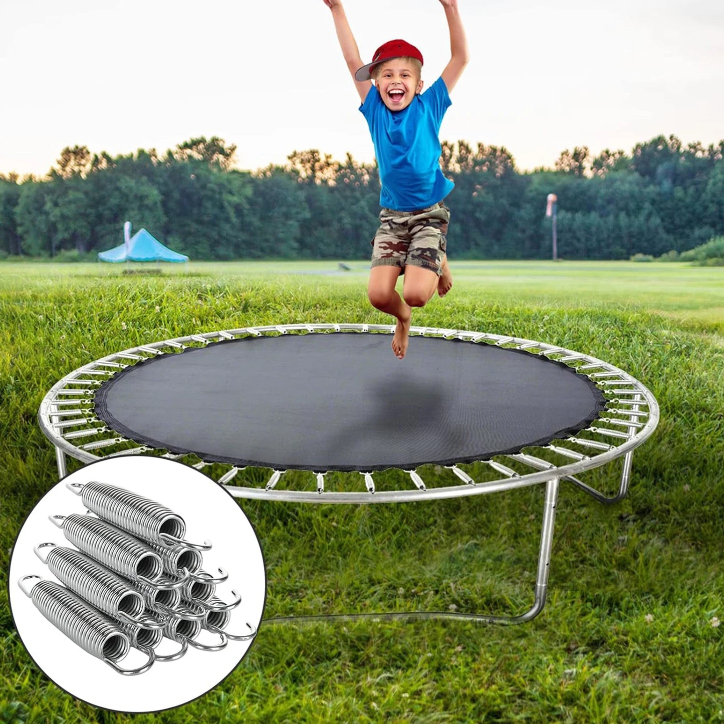 Trampoline Spring Heavy duty Galvanized Spring Anti oxidation and Anti rust 20 pieces+T-shaped Hook