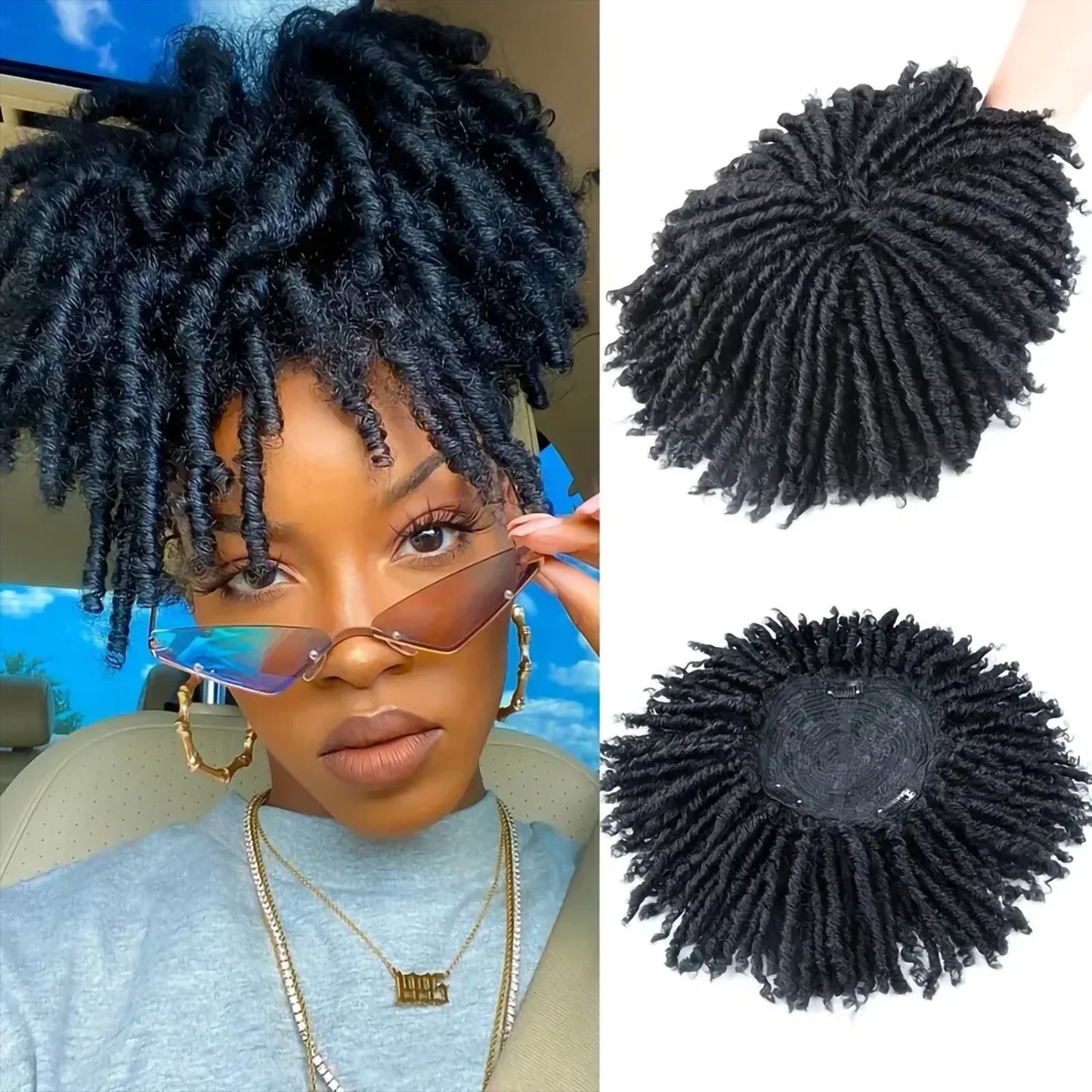 Dirty braids, head covers, synthetic wigs, synthetic braids, chemical fiber semi-wigs, dirty braids, braided wigs Unisex