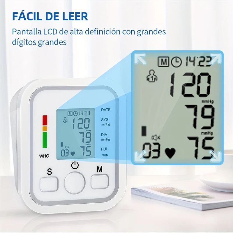 Professional Medical Blood Pressure Monitor LED Display Upper Arm Automatic Monitor BP Sphygmomanomete with Adjustable Cuff Adul