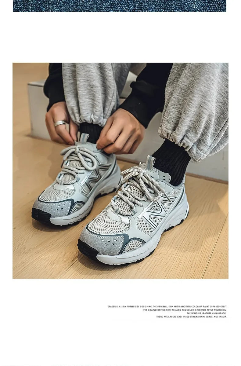 Breathable Outdoor Men's Sport Shoes Summer Trend Dad Sneakers Student Casual Rubber Sole EVA Insole Cotton Lined Net Mesh