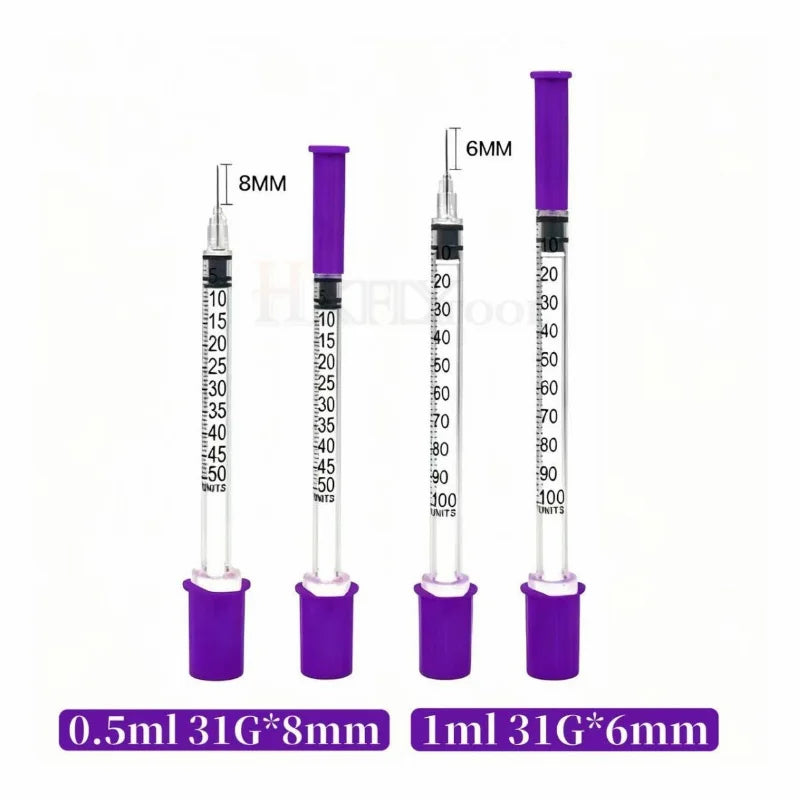 100Pcs 0.3ml/0.5ml/1ml Sterile Individually Syringe 29Gx13mm 31G 8mm 6mm needles for Pet Veterinary Lab Industrial Dispensing