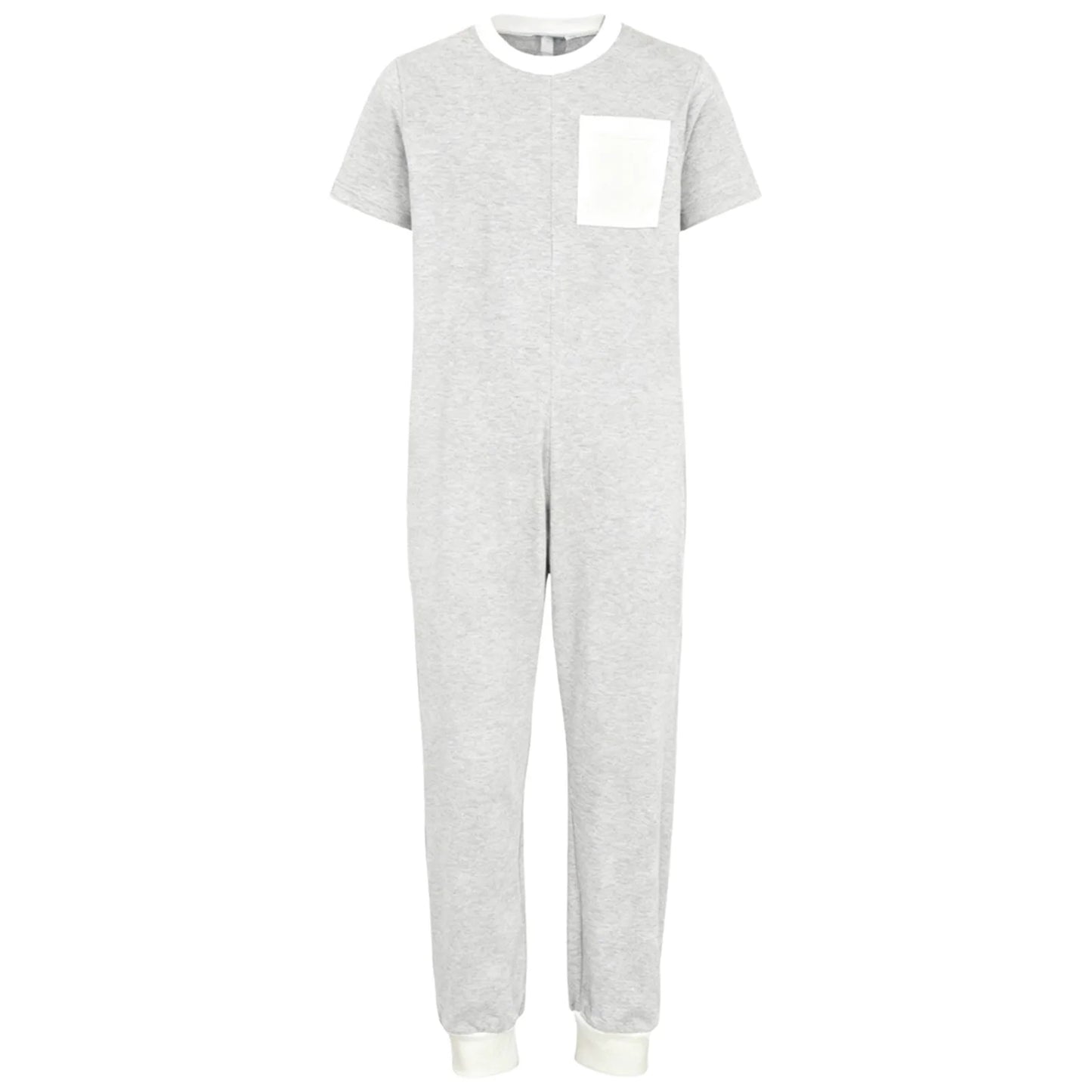Kids Boys Girls Special Needs Adaptive Clothing Cotton Round Neck Short Sleeve Back Zipper Solid Color Full Body Jumpsuit Romper