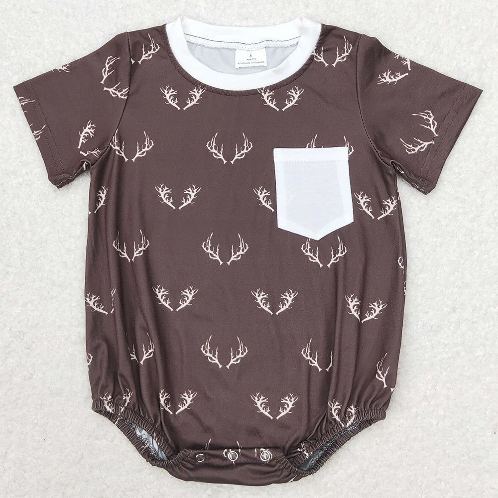 Hot Sale Kids Designer Clothes Boys Camo Branches Short Sleeve Rompers Boutique Infant Baby Boys Rompers Toddler Boy Jumpsuits