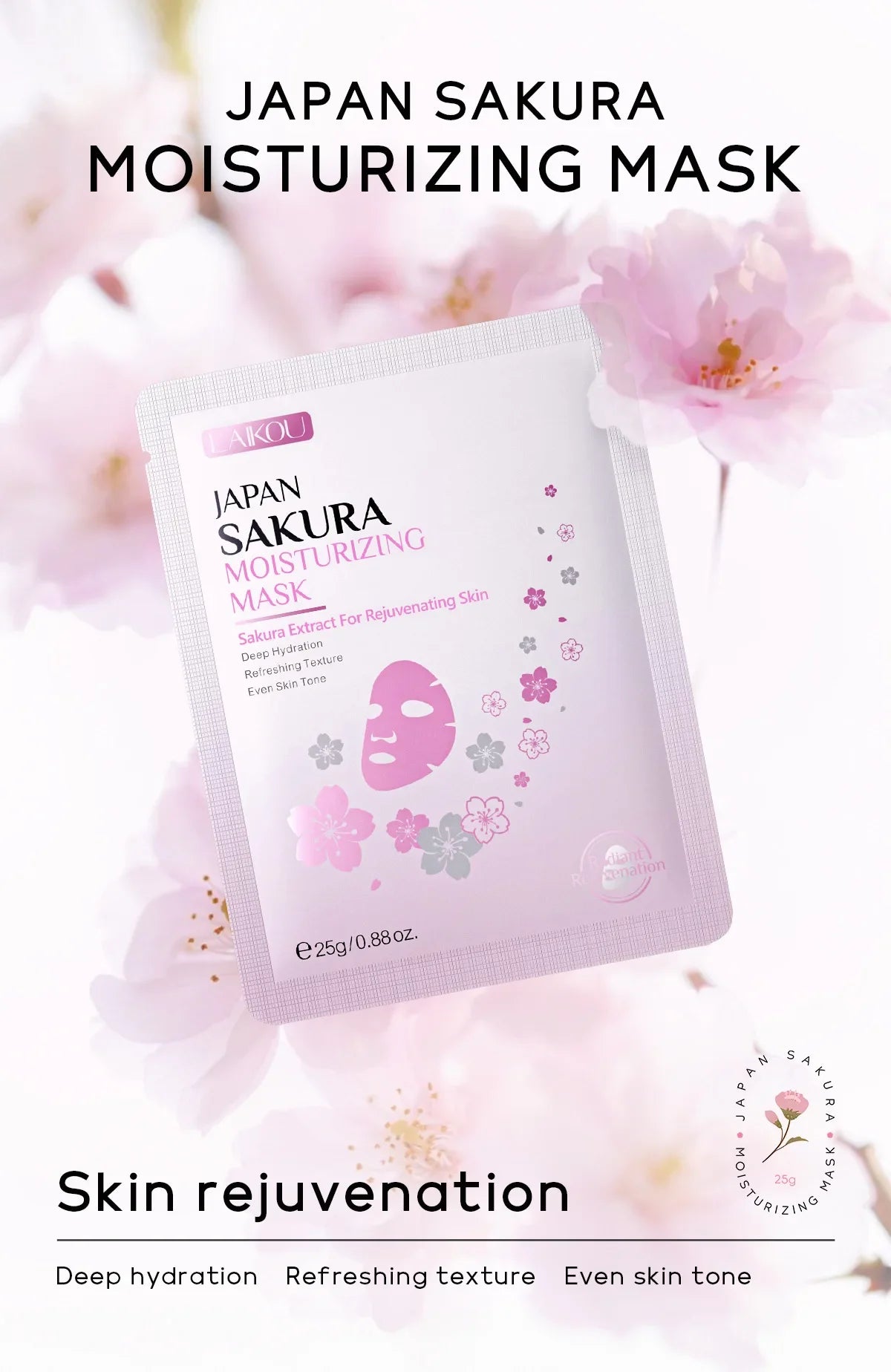 Laikou Sakura Hydrating Facial Mask Sheet Masks for Face Hydrating Shrinking Pores Moisturizing Face Masks Skin Care Cosmetics