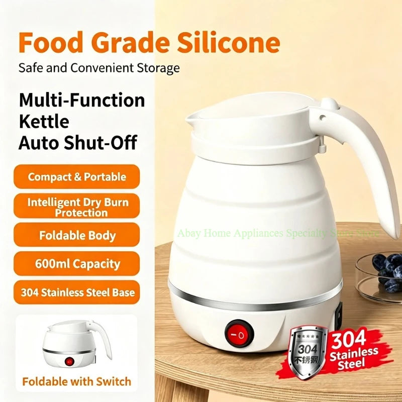 Baby Food Grade Silicone Portable Electric Kettle Folding Kettle Automatic Power-Off Electric Automatic Kettle  for Home Trip