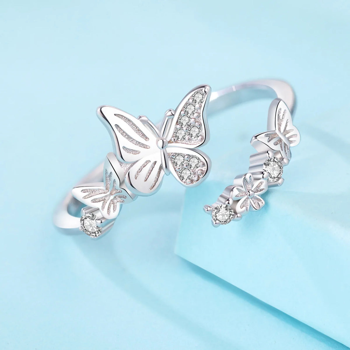 Original 925 Sterling Silver Zircon Bone Balloon Dog Adjustable Open Ring Fine Jewelry Luxury Gift for Women Birthday Party 2026