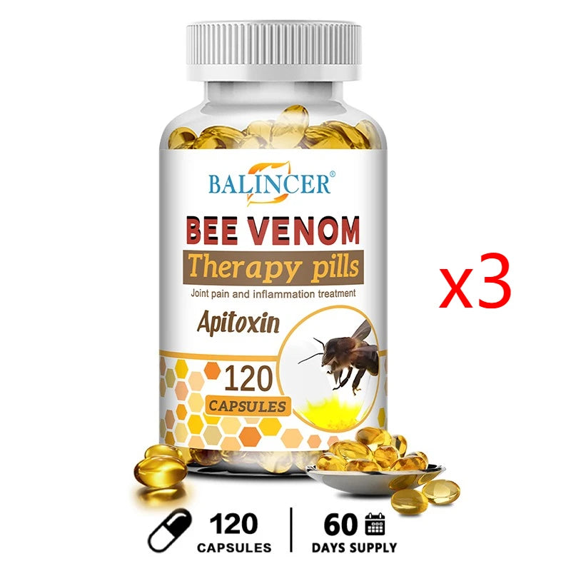 Bee Venom Extract Capsules for Relieve Joint & Knee Pain Relieve Discomfort of Bones and Joint, Non-GMO