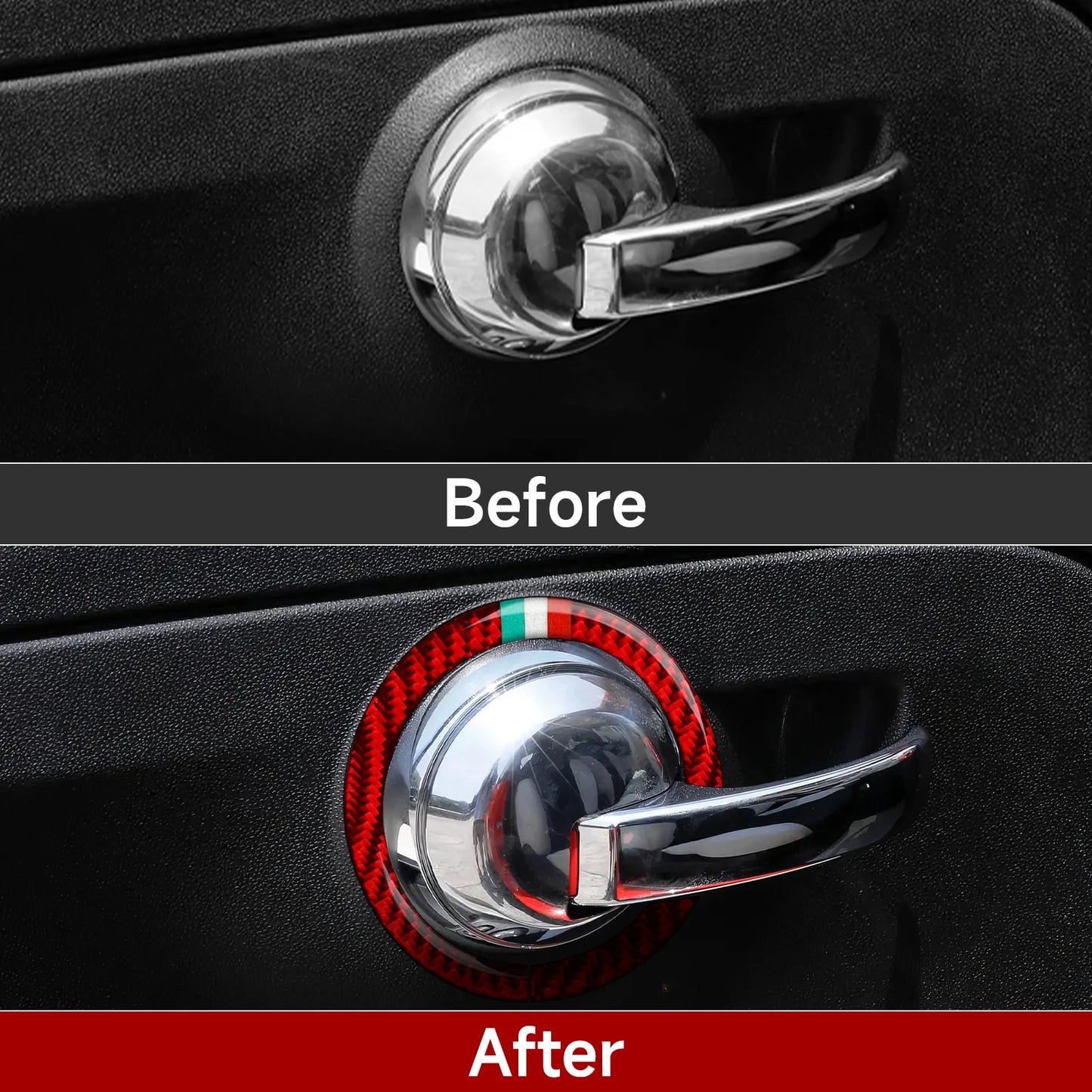 Car Inner Door Bowl Decorative Strip For Fiat Abarth 500 500C 500e 595 595C 695C Carbon Fiber Interior Sticker Car Accessories