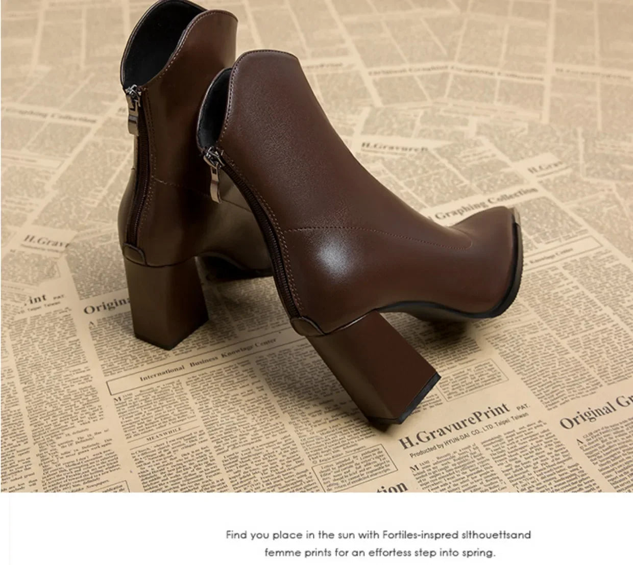 Spring 2024 New Women Ankle High Heels Shoes Zipper Chelsea Boots Brand Pointed Toe Boots Goth Designer Pumps Motorcycle Botas