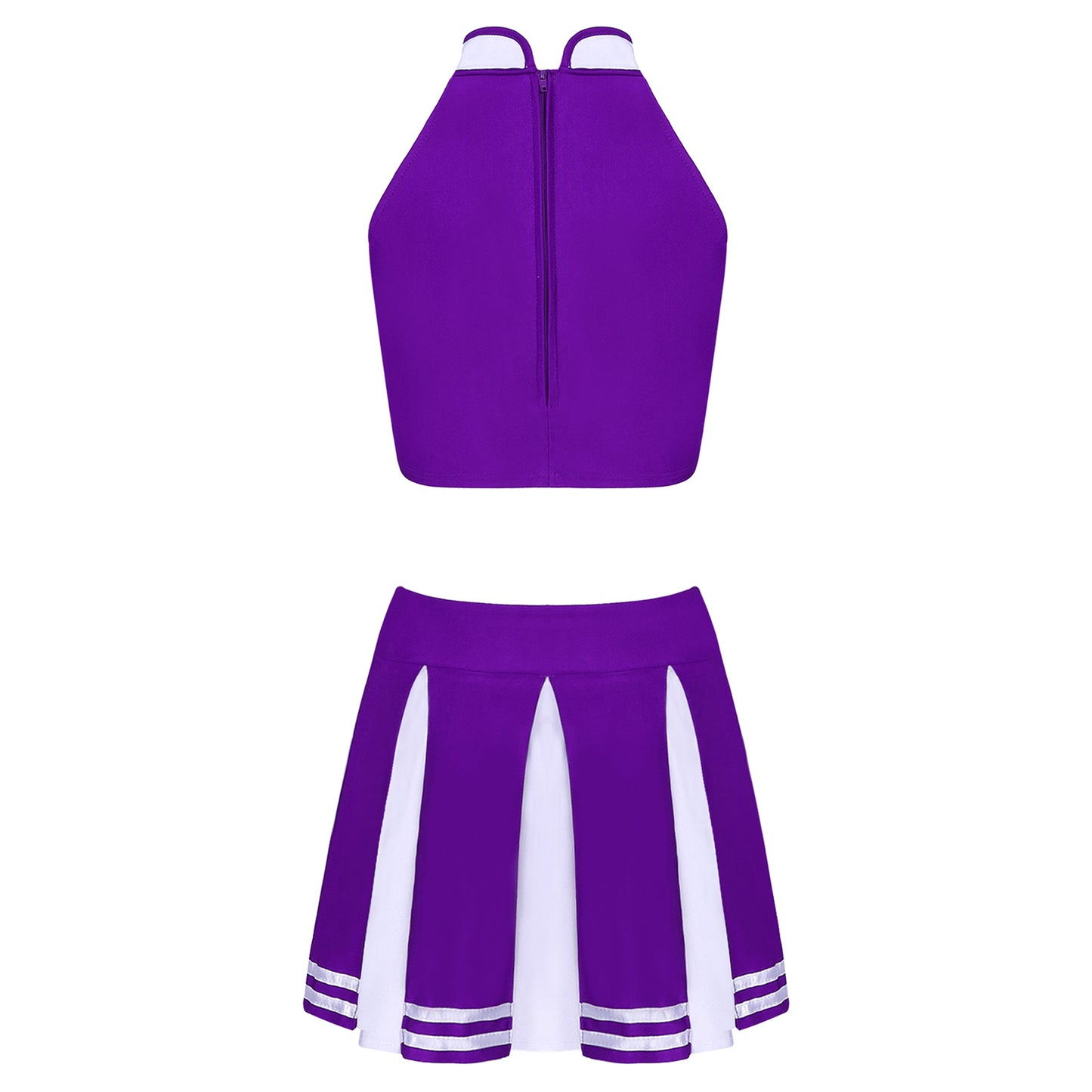 Women Cheerleading Cheerleader Costume Uniform School Girls Carnival Cosplay Outfits Stand Collar Crop Top with Mini Skirt