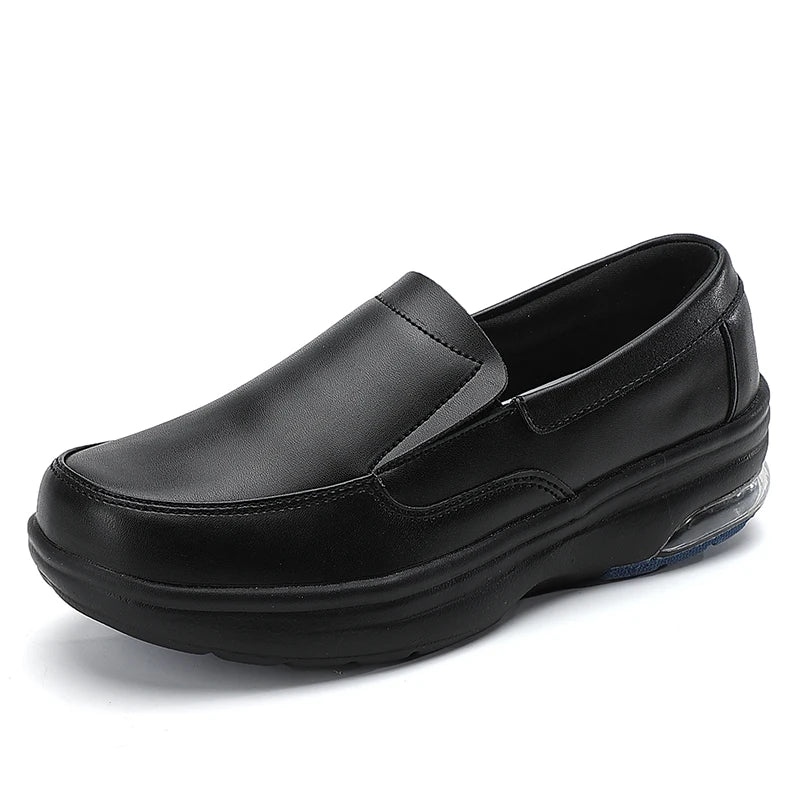 Professional White Leather Hospital Work Shoes Four Seasons Comfortable Breathable Nurse Shoes Women's Thick Base Single Shoes