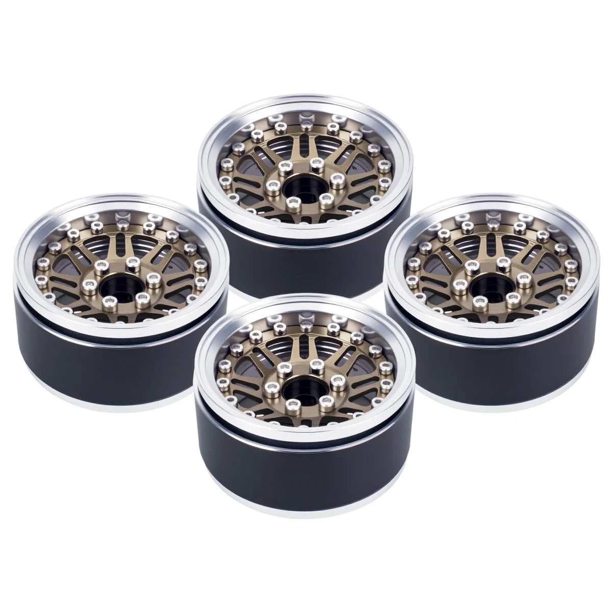 4Pcs 1.9 Aluminum Beadlock Wheel Rims Adjustable Offsetfor 1/10 RC Crawler Car TRX4 TRX6 SCX10 90046 GEN7 8 D90 Upgrade Parts