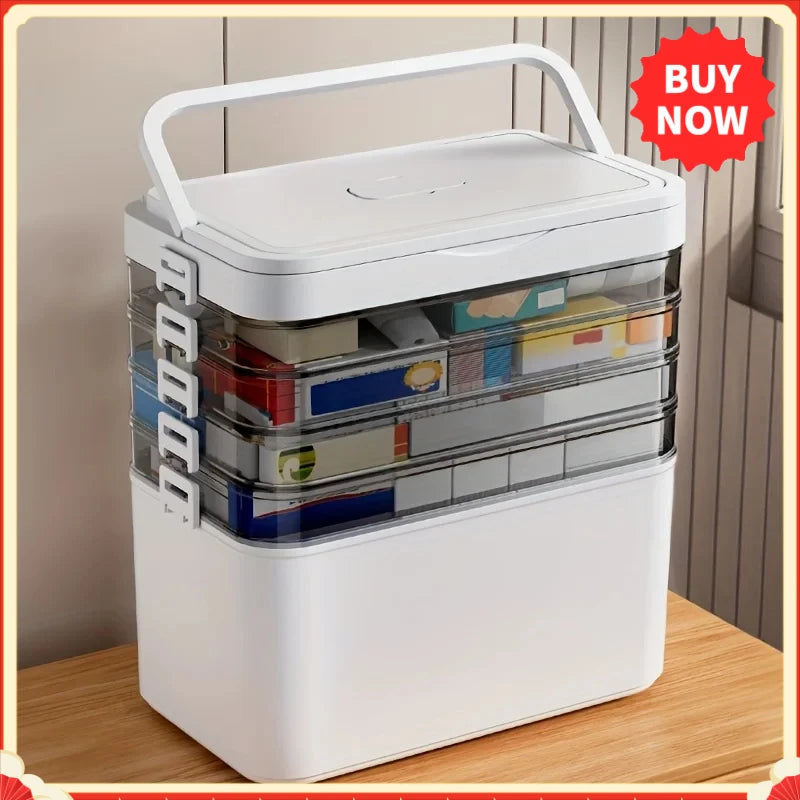 Large Capacity Multi-Layer Medicine Organizer and Usage Guide - Durable Waterproof Pill Box with Pill Storage Compartment