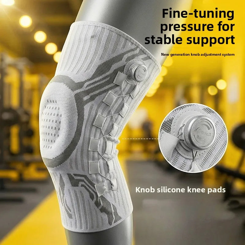 Right Leg Knob-Adjustable Sports Knee Brace with Spring Support Silicone Shock Absorption And Compression Knit for Knee Support