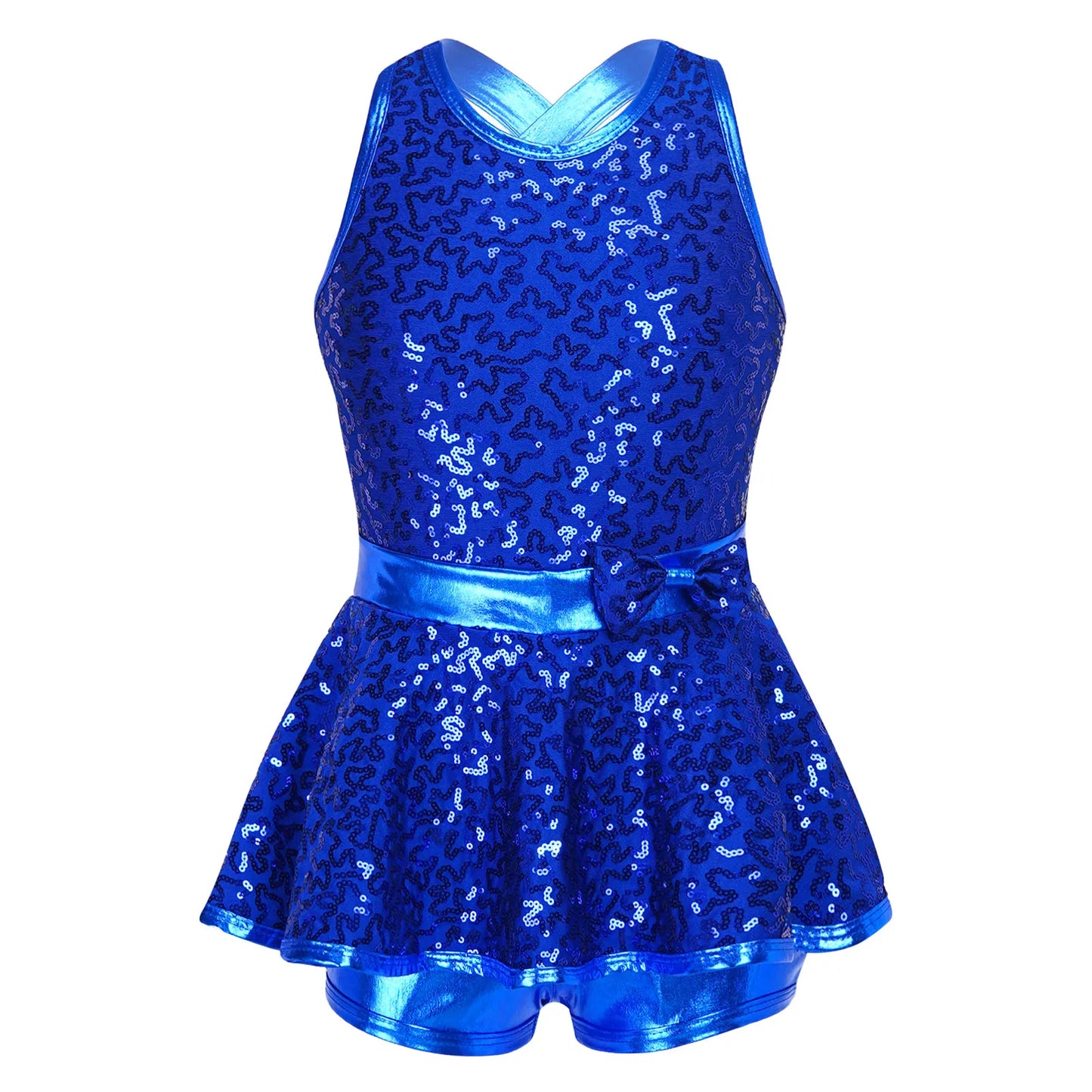 Kids Girls Shorty Unitard Sleeveless Sequin Rompers Leotard Bodysuit Performance Children Jazz Modern Dance Party Tap Costumes