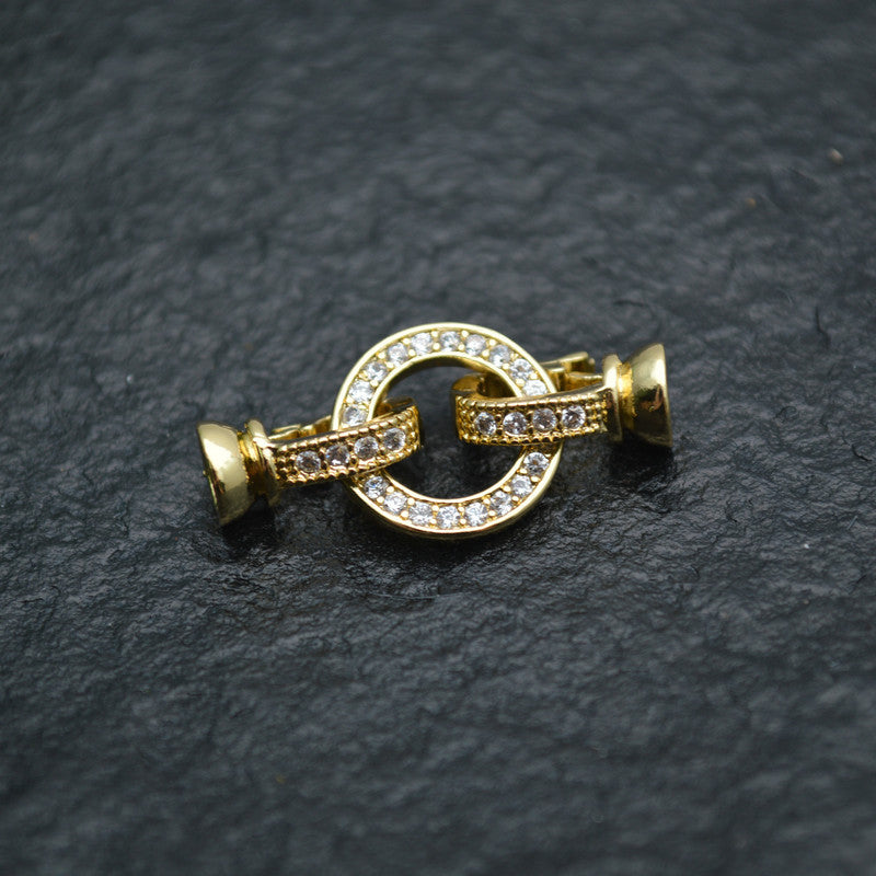 High Quality Round Charm in Center Necklace Clasps Zircon CZ Beads Paved Fashion Jewelry Findings Links 10pc/lot