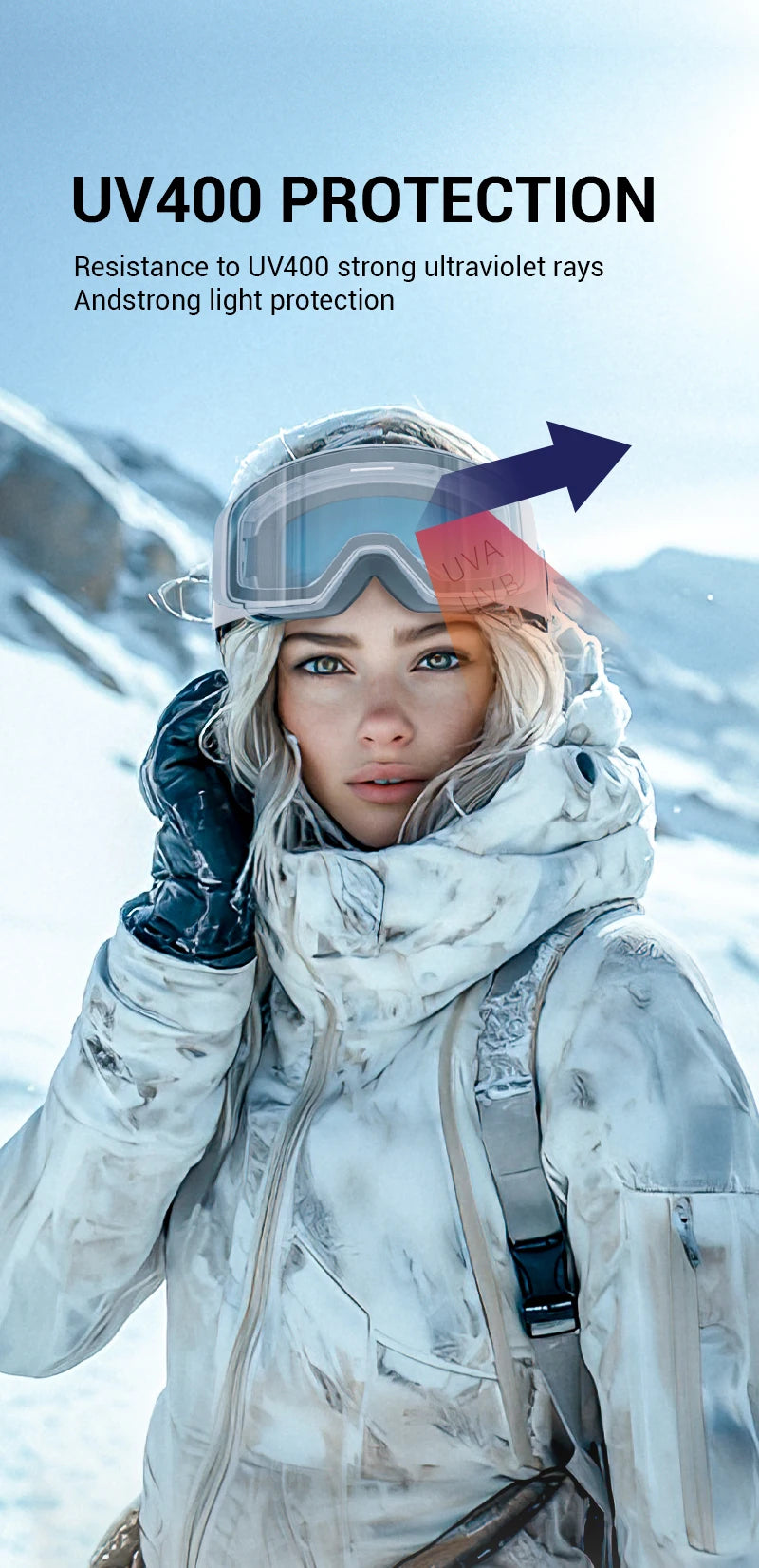 Kapvoe Photochromic Snow Goggles Ski Snowboard Anti-Fog Mask for Men Women Eyewear UV400 Protection Glasses Snowmobile Winter