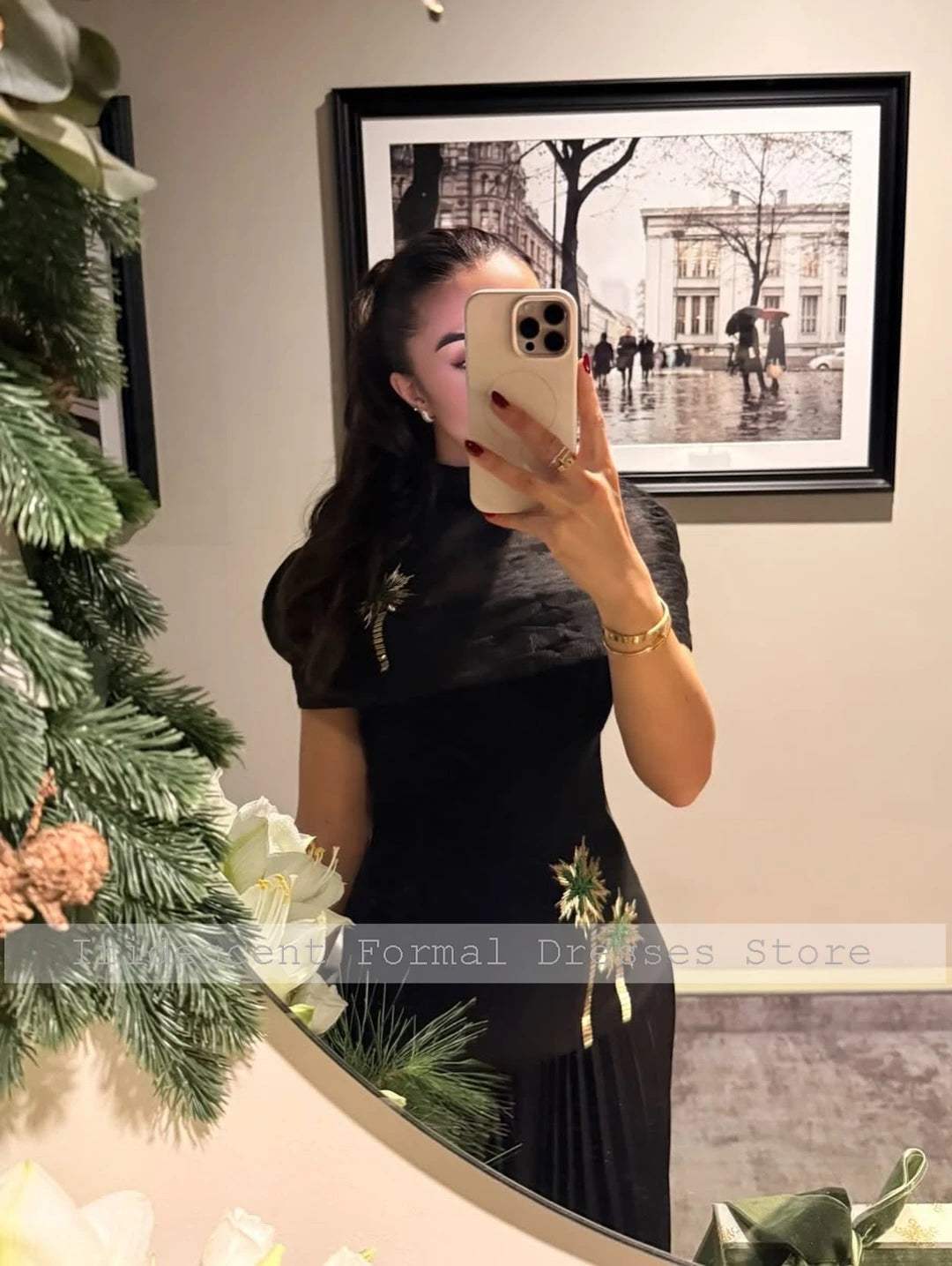 Customized Beaded Evening Dresses with Cap Sleeves A Line Luxury Party Dress for Women Modern Black Long Cocktail Gowns 2026