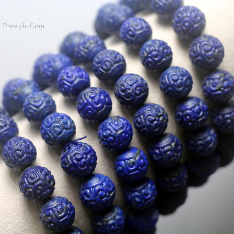 Natural Imperial Blue Lapis Lazuli Carved Loose Beads Stone Afghanistan Origin Fashion Jewelry DIY Auspicious Prestyle & Meihan