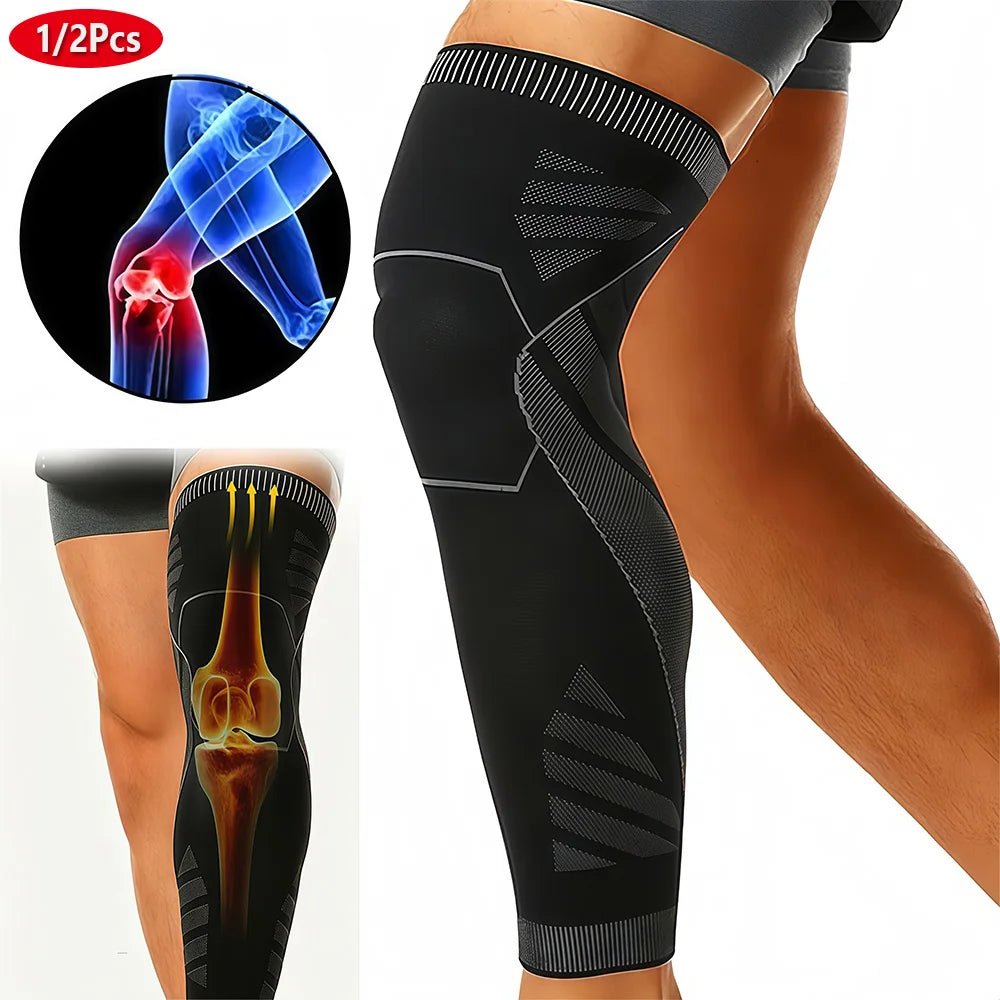 1/2Pcs Sport Full Leg Compression Sleeves Knee Brace Support Protector for Weightlifting Arthritis Joint Pain Relief Muscle Tear