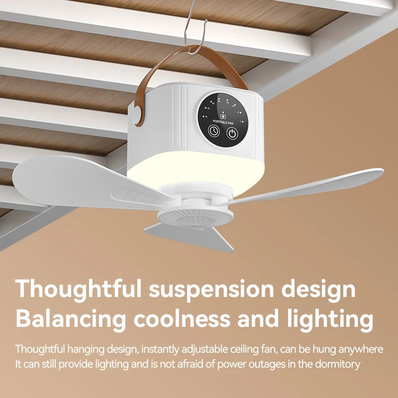 Portable Outdoor Camping Tent Fan New Remote Control Household Ceiling Fan Lighting Durable Rechargeable 3600mah