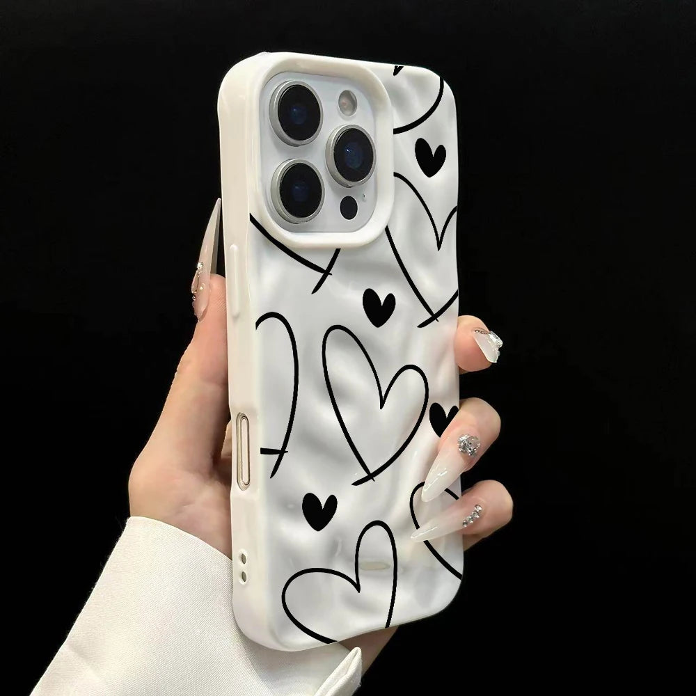 Line Love Heart TPU Candy Color Phone Case For iPhone 15 Pro Max 16 17 14 13 Pro Max 13 12 11 Plus Soft ShockProof Luxury Cover