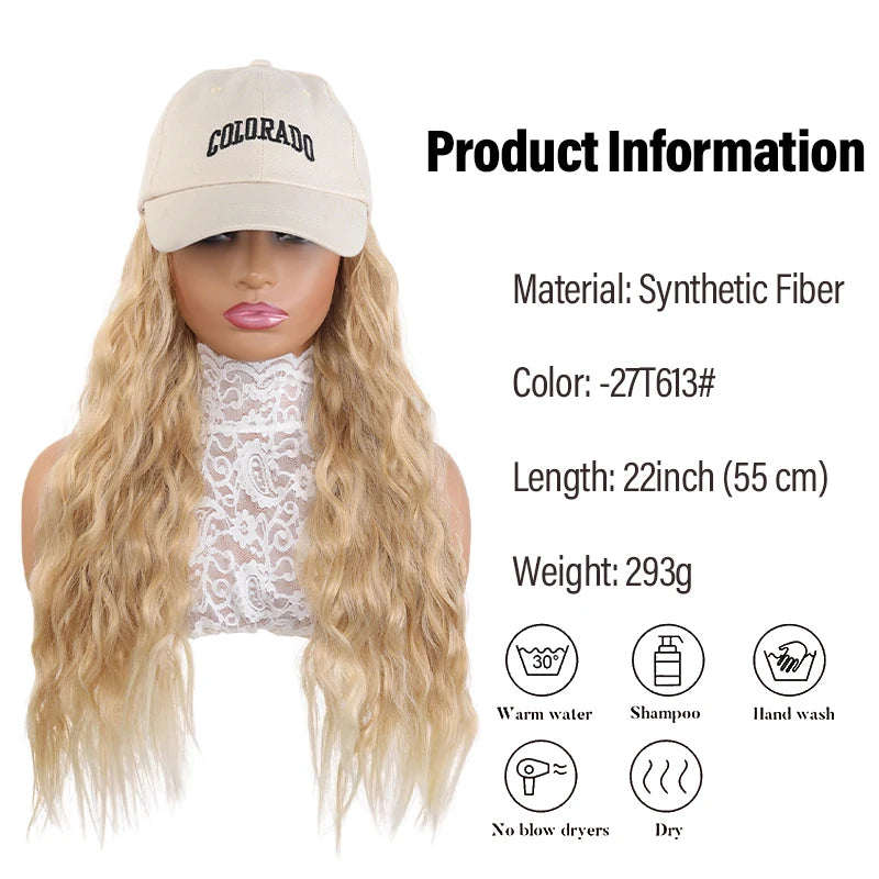 Box Braids Cornrow Wig in Beige Baseball Cap – Synthetic Fiber Wig Hat, Trendy Hairpiece for Casual & Party Looks