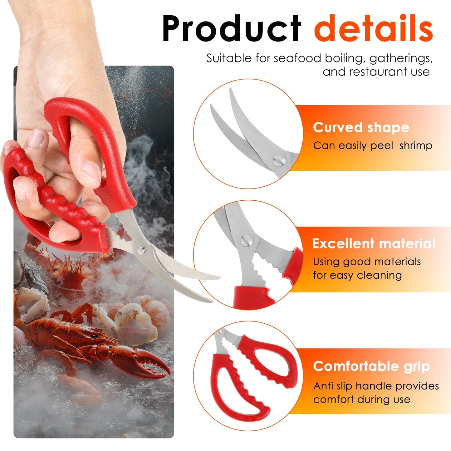 7/9Pcs Crab Cracker Tool Set Stainless Steel Seafood Tools with Lobster Sheller Crab Leg Fork Seafood Forks Scissors for Kitchen