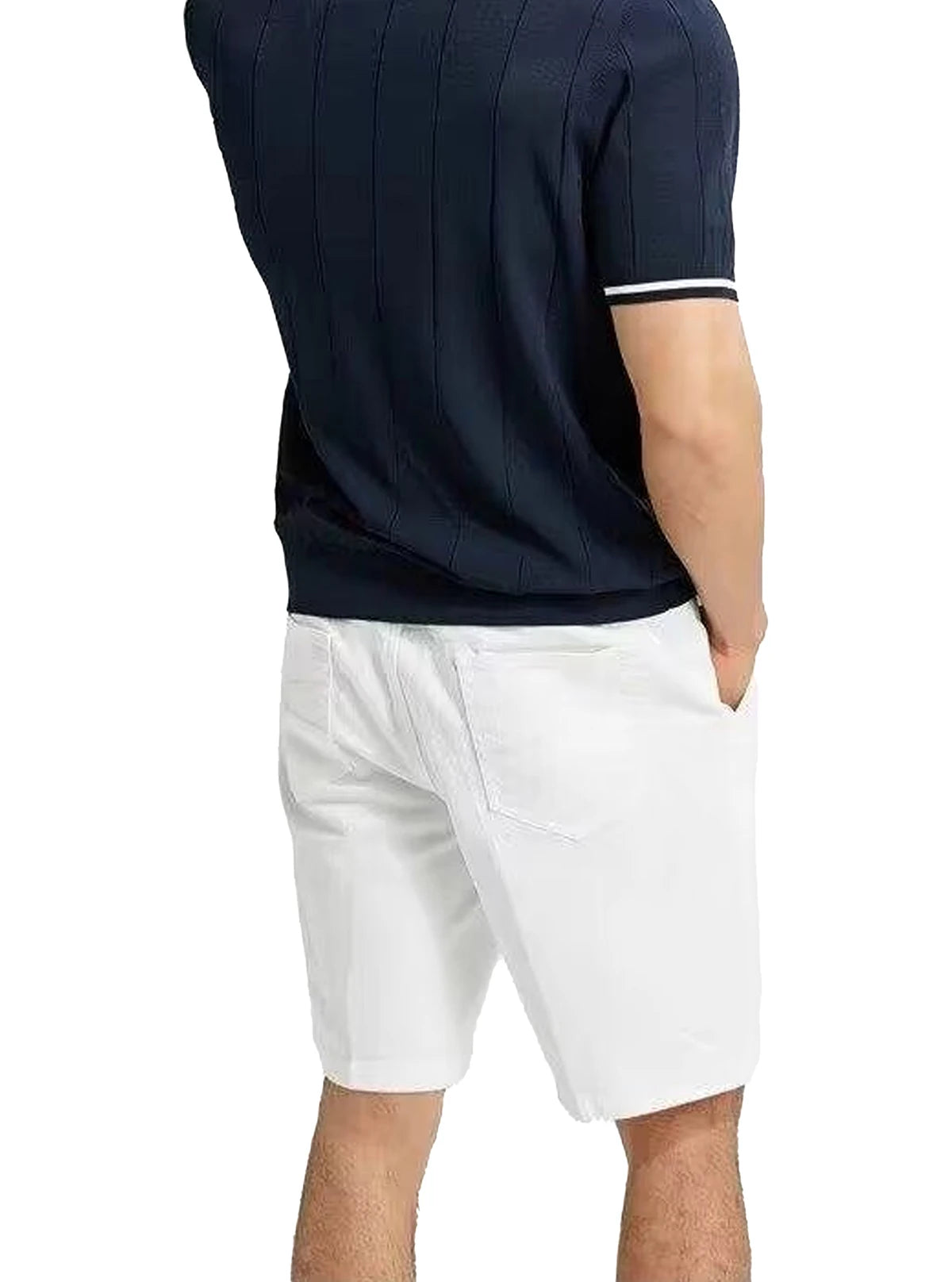 CH Luxury Men Turn Down Collar Knit Polo Half Zipper Vertical Texture Red Logo Embroidery Summer Male Business Gentleman Tee