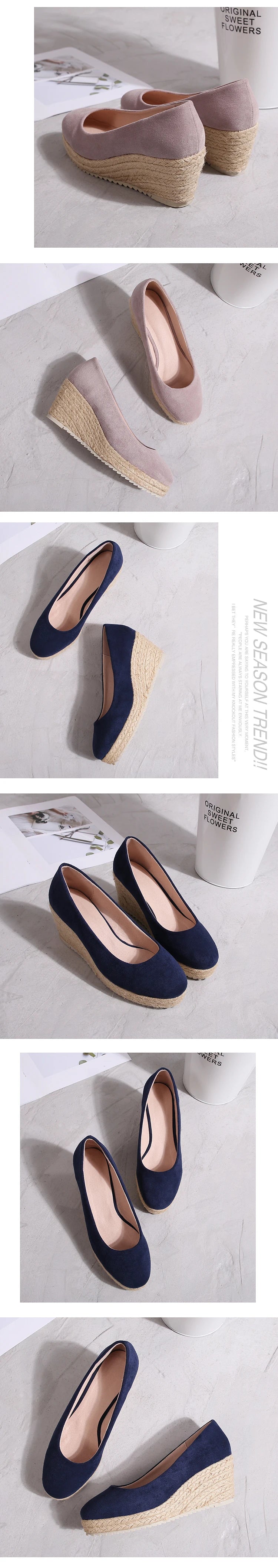 2023 Princess Kate's Same Suede Wedge Single Shoes Women Shallow Mouth Espadrilles Spring&Autumn Sandals High Heels Ladies Shoes